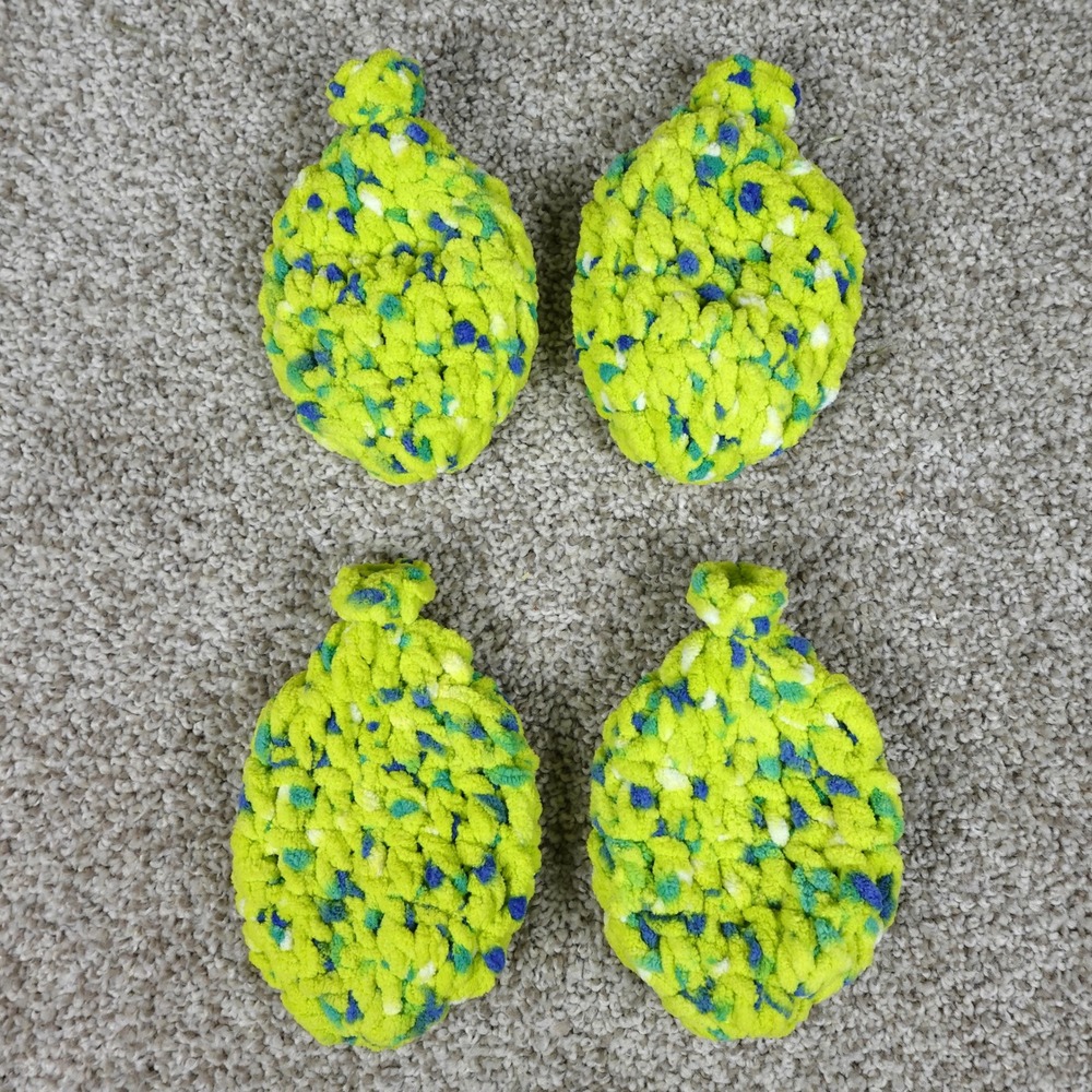 Handmade Reusable Crochet Water Balloons Neon Yellow 4 Pack‎ Eco Friendly